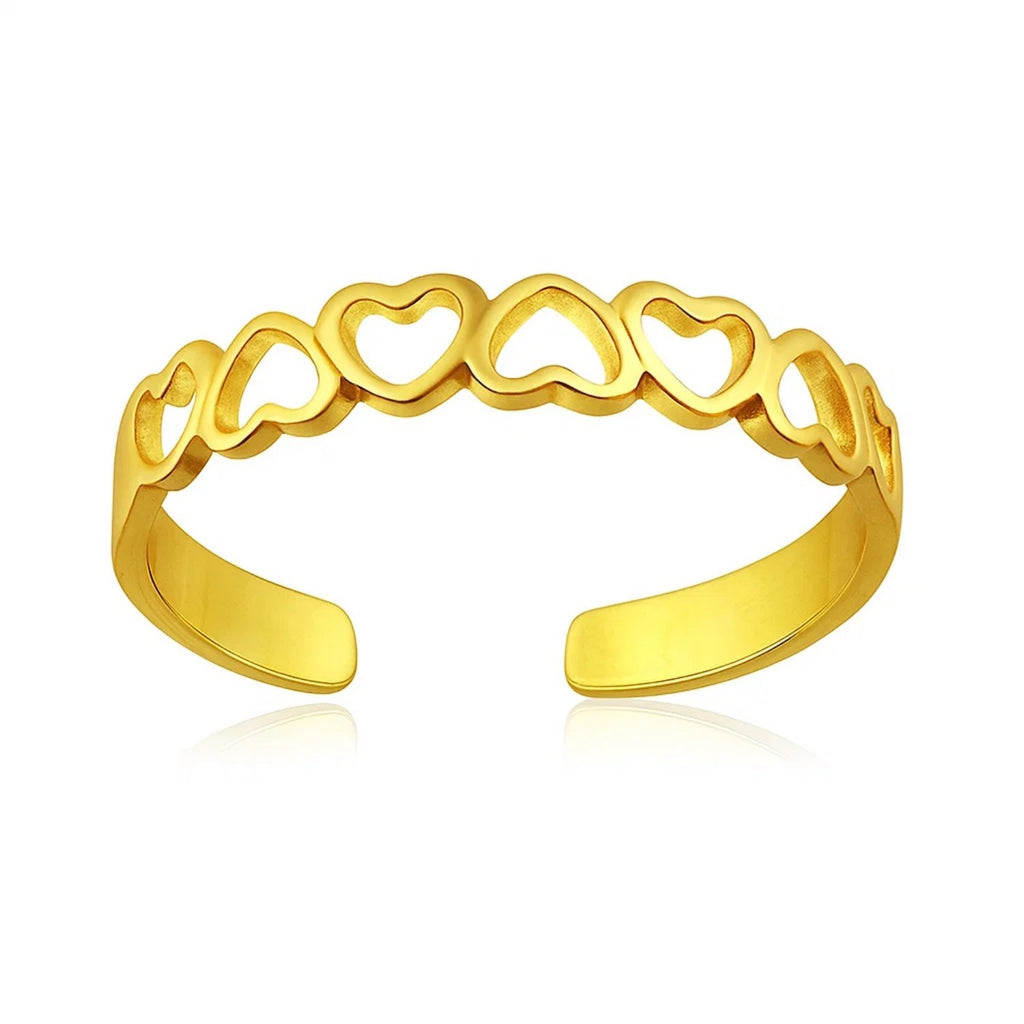14k Yellow Gold Heart Toe Ring