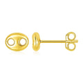 14K Yellow Gold Mariner Link Button Earrings