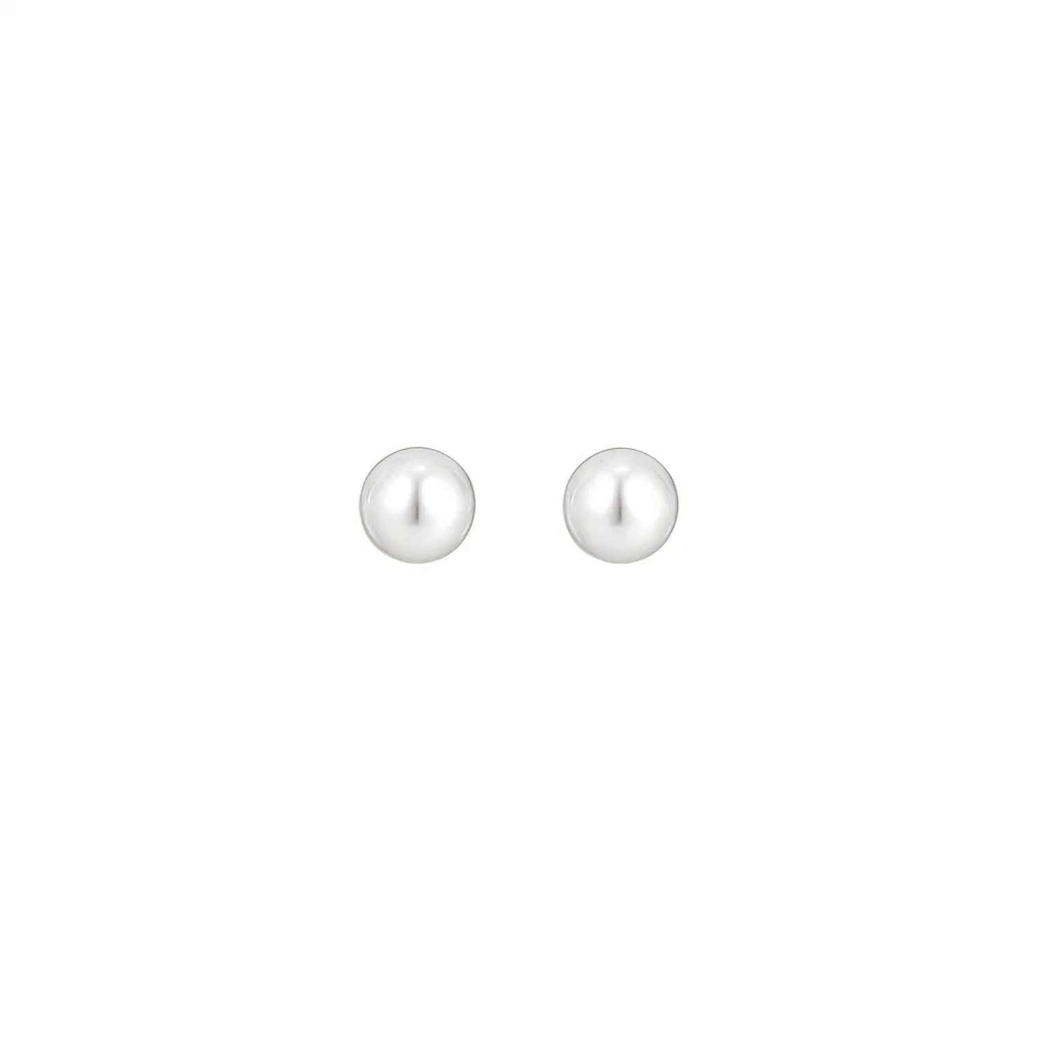 White Freshwater Cultured Pearl Stud Earrings in 14K White Gold (4.00 mm)