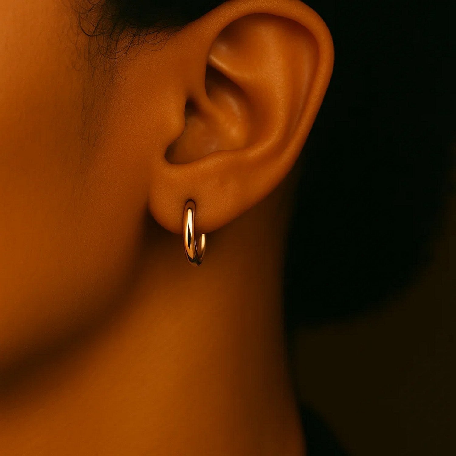 10k Yellow Gold Polished Hoop Earrings (2x15 mm)