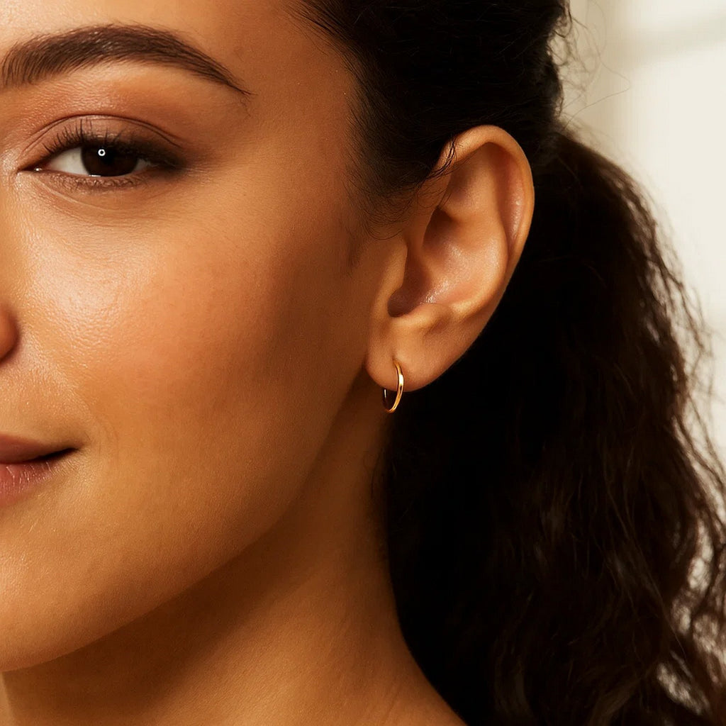 10K Yellow Gold Mini Endless Hoop Earrings