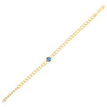 14K Yellow Gold Blue Topaz Curb Chain Bracelet (3.60 mm)